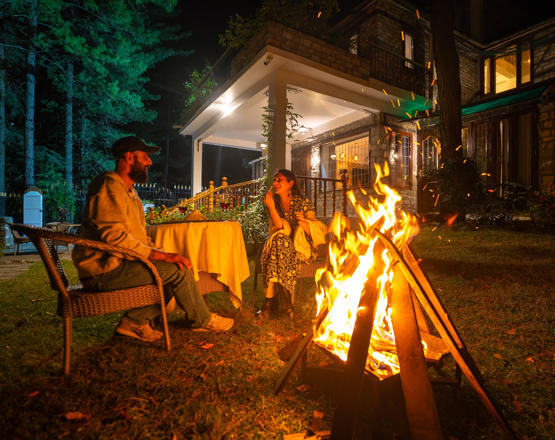 Bonfire evening at River Stone Villa