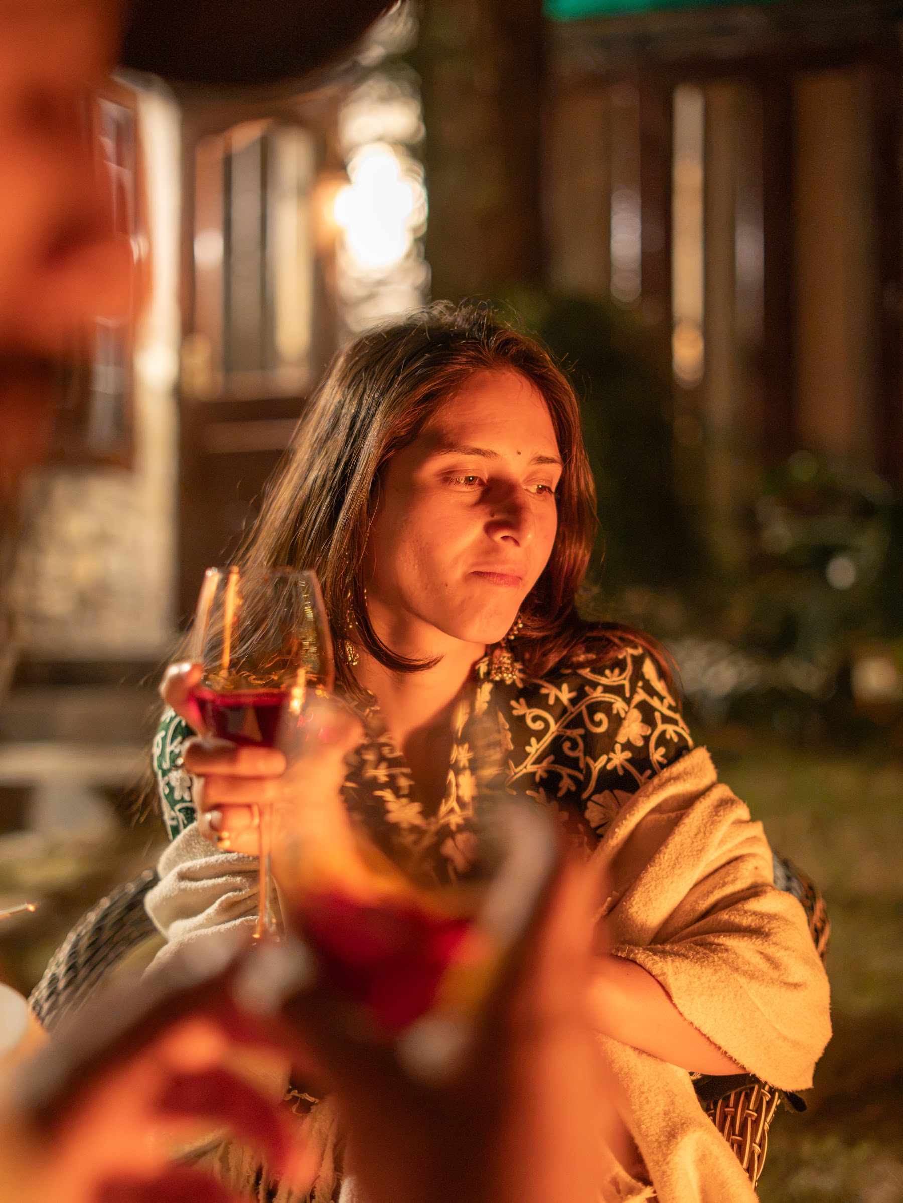 Evening by the bonfire in the garden
