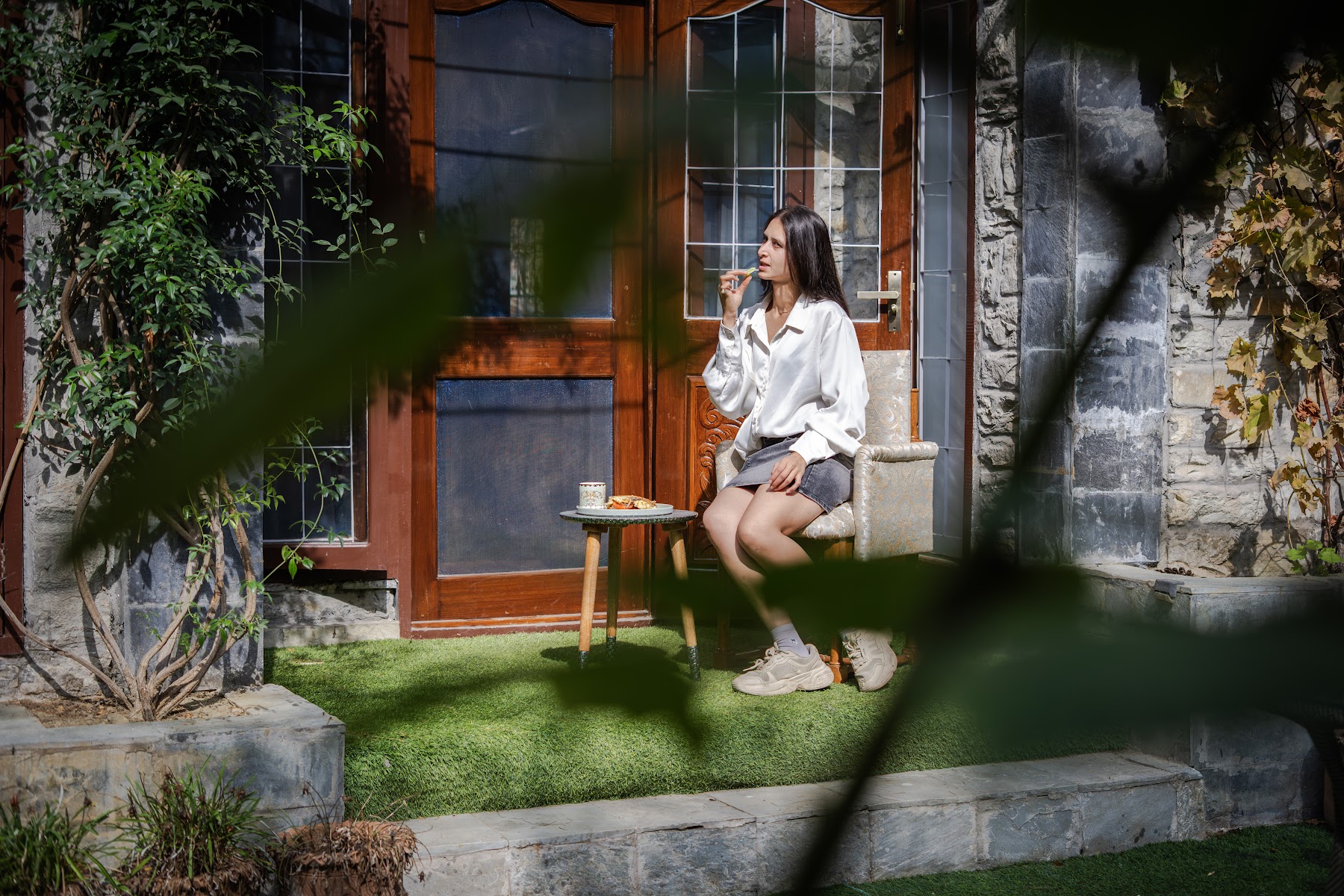 Morning in the private courtyard