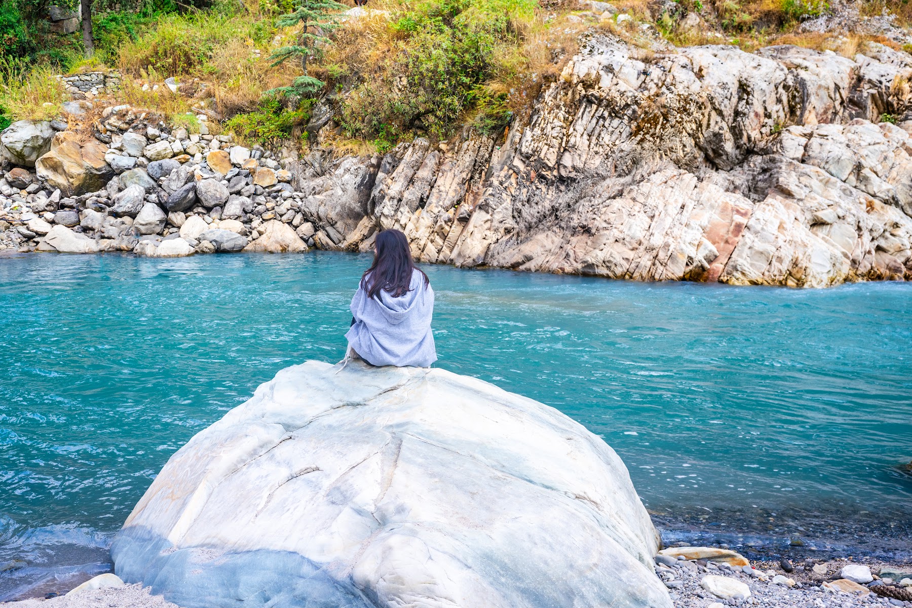 Guest by the turquoise Parvati River